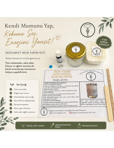 SOYA MUM YAPIM SETİ /Doğamest Mum Yapım Seti – Evde Kendi Aromaterapi Mumunu Yap